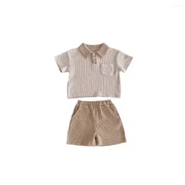 Clothing Sets Infant Baby Boys Girls Summer Casual Set Solid Colour Round Neck Short Sleeved T-shirt Top Shorts Two Piece Baby's