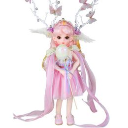 Dolls 1/6 Pink Girl Doll 32cm Height Deer Doll Full Set 24 Joint Body Movable Pink Skin Lovely Girls Birthday Gift Toys for Children Y240528