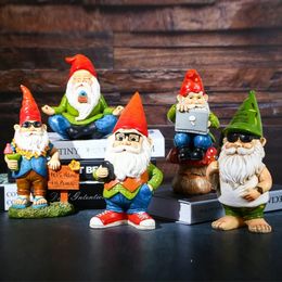 Cute resin garden dwarf statue Zen mischievous and interesting dwarf shop lawn decoration home office desk indoor and outdoor decoration240527