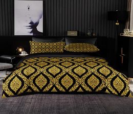 Bedding Sets Noble Style Golden Set Duvet Cover King Size With Pillowcase Black Quilt CoverBlanket SheetBlack Bed Sheet4836069