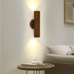 Wall Lamp Art Deco Up And Down Wood Led Light For Bedroom Bedside Nordic Living Room Stair El Mirror Sconce Indoor Lighting