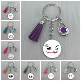 Customised Personalised Eyelash Logo/Lash Logo Cosmetic Keychain, Tassel, Water Drop Keychain Jewellery Gift