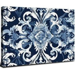Bathroom Wall Decor Navy Blue Flower Paintings Canvas Prints Decoration Vintage Wall Art for Bedroom Framed Ready to Hang