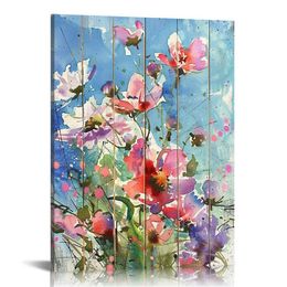 Colorful Flower Wall Art Vintage Style Picture Canvas Posters Print Modern Floral Artwork Framed For Living Room Bedroom Wall Painting Home Decor