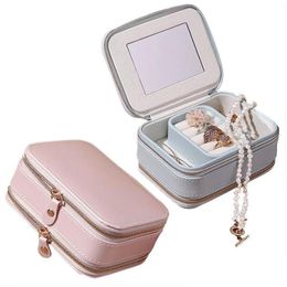 Jewelry Boxes Travel Case Small Box Pu Leather Portable Storage Organizer Double Layer Display For Rings Earrings Bracelets Drop Deliv Dhdfa