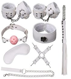 8 Pcs Bdsm Bondage Set Kit Handcuffs Ball Whip Collar Fetish Handboeien Sex Tools For Erotic Toys T2005205380363