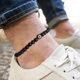 Anklets Salircon Volcanic Stone Acrylic Beads Anklet For Men Trending Male Elastic Chain Jewellery Accessories Gift