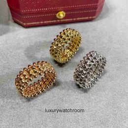 Cartre high end designer Jewellery rings for women Precision Rivet Ring V Gold Plated 18k Gold Fashionable Light Luxury Versatile Couple Ring Bullet Head Ring original