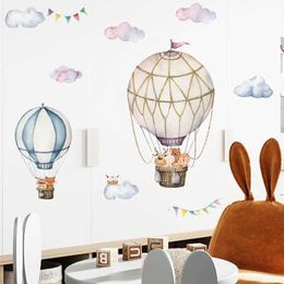 Wall Decor Cartoon Kids Room Wall Decor Stickers Hot Air Balloon PVC Removable Decals for Home Decoration Art Waterproof Eco-friendly Mural d240528