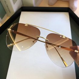 Sunglasses FEISHINI Brand Metal Rimless Men Mirror Fashion 2022 Trendy Pilot Womens Sun Glasses UV Protector Gradient Eyewear 281P