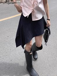 Skirts Striped For Women 2024 Faldas Mujer De Moda High Waist A-line Summer Jupe Korean Saia Fashion Irregular Mini Y2k Skirt