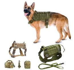 Military Tactical Dog Harness German Shepherd Pet Vest With Handle Nylon Bungee Leash For Small Large Dogs Puppy Collars Leashes5927650