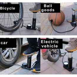 X-TIGER Bike Pump Mini Portable Bicycle Foot Pump with Pressure Gauge Accessories Fits Presta & Schrader Valve Bicycle Air Pump
