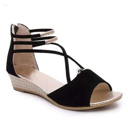 Peep Toe Shoes Women Summer Sandals 2024 Wedges Fashion Ladies Wedge Woman Sandal Black Red Blue Zapat c16