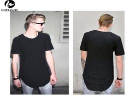 Extended T shirt Mens Fishtail Multi Fold Curved Hem Side Zipper Short Sleeve Longline Hip Hop WEST tees tops for male3101054