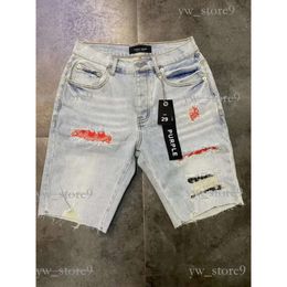 Brand jeans shorts designer masculino jeans roxo shorts hip hop casual joelho curto lenght jean roupas shorts de alta qualidade jeans regulares jeans roxos curtos 1b5f