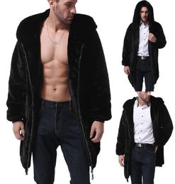 Winter male fur overcoat Mens Fur Coats With Hood Parka Oversized Men Overcoat Warm Faux Jacket Men Outwear Cardigan2313819