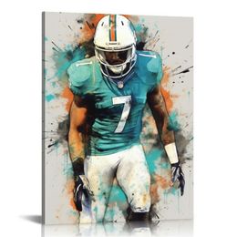 Jaylen Waddle firmato Poster Room Aesthetic Canvas Print.-stile