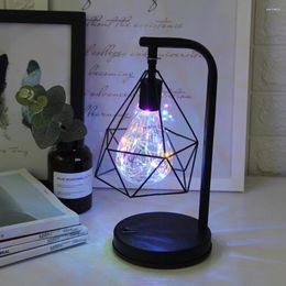 Table Lamps Retro Lamp Black Geometric Desk Lighting Night Light Bedside Classic Reading Iron For Home Decoration