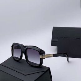 607 Black Gold Plastic Vintage Sunglasses Grey Gradient Retro Fashion Square Sunglasses Shades with box 2710