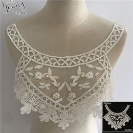 Exquisite White Lace Fabric Embroidery Applique Lace Neckline DIY Tulle Lace Collar Sewing Clothing Accessories Craft Supplies