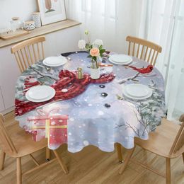 Table Cloth Christmas Snowflake Snowman Round Tablecloth Waterproof Wedding Decor Cover Party Decorative