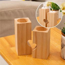 Candle Holders 2024 Stylish Christmas Party Decoration Wooden Heart Shape 2PCS Romantic Container For House El