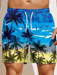 Men's Shorts Beach Fun 3D Raffia Tree Print Swim Trunks Fashion Summer Loose Casual Pants Boy Girl Unisex Gym Board