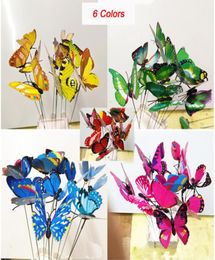 Colourful Garden Plastic Butterflies On Sticks Dancing Flying Fluttering Butterfly DIY Art Ornament Vase Lawn Garden Decoration1590951