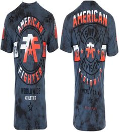 Mens T-Shirt Aman Fighter Mens S/S T-Shirt SILVER LAKE Navy Blue Crystal Wash MMA Gym tops S-3XL7546920
