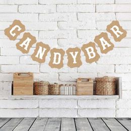 Banners Streamers Confetti New Party Banner Candy Bar Kraft Paper Cardboard Bunting Garland Vintage Wedding Decor Sign Baby Shower Birthday Party Buffet d240528