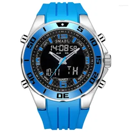 Wristwatches SMAEL Watch Men Sports Watches Rubber Band Analog Digital LED Electronic Quartz Wristwatch Blue Relogio Masculino Heren Horloge