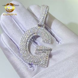 Custom Wholesale Price Hip Hop Jewellery 26 Initial Name Iced Out Sier Moissanite Letter Pendant