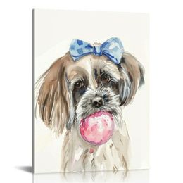 Cute Dogs Wall Art Watercolour Room Decor Wall Decor Funny Dog Lover Gifts Dog Mom Themed Posters Prints Paintings Artwork for Women Home Bedroom Playroom