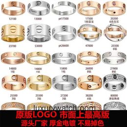 Cartre high end designer Jewellery rings for womens Classic LOVE Ring Rose Gold Screw Pattern Wide Narrow Single Diamond Three Full Diamond VGold Ring original 1:1 logo