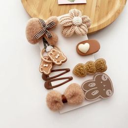 Dog Apparel 10Pcs/set Korean Cute Coffee Colour Autumn/winter Plush Flower Hairpin For Pet Dogs Teddy Poodle Puppy Hair Decor Clip Grooming