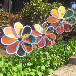 Garden Decorations Color Bird Repelling Windmill Outdoor Grounding Mounted Reflective Changing Wind Spinner Kindergarten Children's Toys