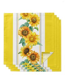 Take Out Containers Yellow Watercolour Sunflower Table Napkins Cloth Set Handkerchief Wedding Party Placemat Holiday Banquet Tea