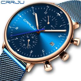 relogio masculino CRRJU Top Brand Luxury Men Stainless Steel WristWatch Men's Waterproof Calendar Chronograph Quartz watches 281k
