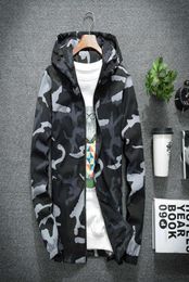 Men Zipper Camouflage Hooded Jacket Casual Jacket Slim Fit Spring Autumn Camo Windbreaker Coat Fashion Men039s Outwear Streetwe1428511