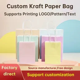 Gift Wrap Bag Kraft Paper Printed Logo Spot Tote Takeaway Milk Tea Shopping Baking Personalized Macaroon