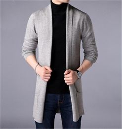 Men039s Sweaters Coats Men Fashion Autumn Slim Long Solid Colour Knitted Jacket Casual Cardigan 2210076475920