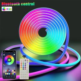 LED Neon Light Strip RGB Strip Flexible Bluetooth Waterproof Silicone Lights 108LEDS App+48 Nyckel Remote Control TV Backlight for Room Garden Party