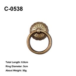 1 PC Antique ring shape brass handle Door Drawer Cabinet Wardrobe gold Pull Handle Knobs furniture Hardware handle Wholesale
