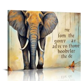 Elephant Canvas Wall Art Always Remember Inspiritional Quotes Framed Rustic Artwork Ready To Hang for Living Room Bedroom Bathroom Home Decor