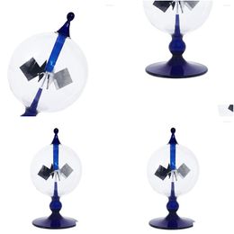 Decorative Objects Figurines Blue Solar Power Radiometer Sunlight Energy Crookes Spinning Es Windmill Gift Home Desk Decoration Dro Otep9