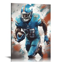 Tyreek Hill Posters Football Canvas Posters Wall Art Decor Print Picture Paintings for Living Room Bedroom Decoration