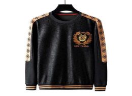 Men039s Hoodies Sweatshirts 2021 Autumn And Winter Dark Jacquard Crew Neck Long Sleeve Sweater Stitching Webbing Large Size K8008872