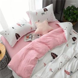 Bedding Sets Words Bear Pink White Eyes Boy/girl Cute Beding Set 3 Pcs Cotton Baby Bed Sheet Duvet Cover Pillowcase