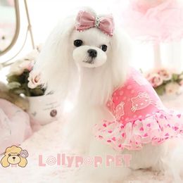 Dog Apparel Lollipop Dogs Tutus Puppy Pets Spotty Dress With Kitty Head Pink